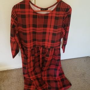 Red plaid dress plus sized